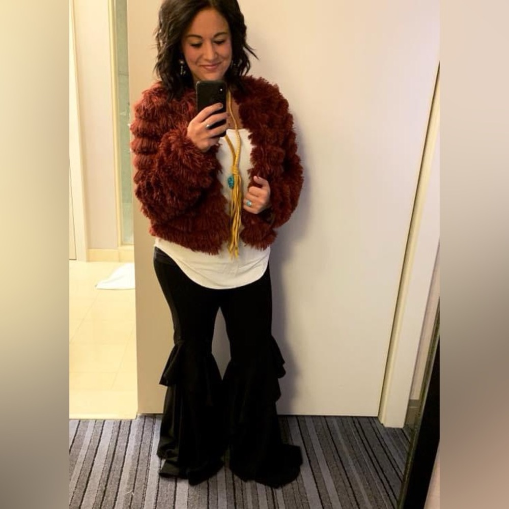 Black flare ruffle pants